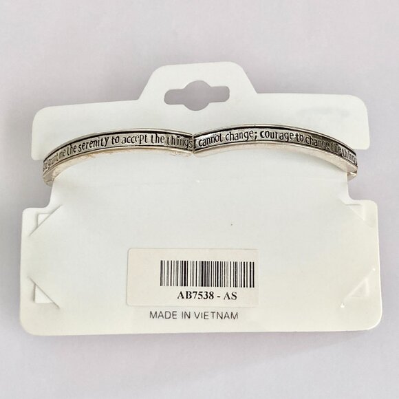 Vintage Serenity Prayer Cross Bracelet Stretch Silver Plated Crystal AA NA 7.25" - Picture 4 of 10